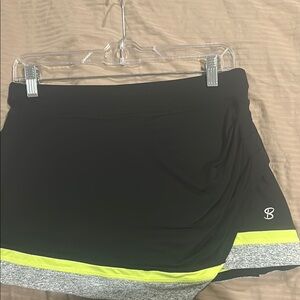 Black and Gray Skort with Wide Waistband and Neon Trim